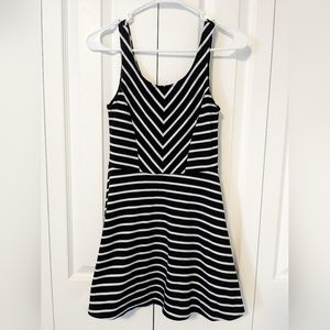 Aeropostale Bethany Mota Black White Strip Mini Stretch Dress, XS